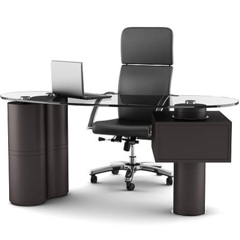 modern office workplace isolated on white background